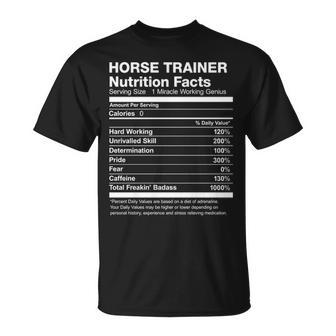 Horse Trainer Nutrition Facts List T-Shirt | Mazezy