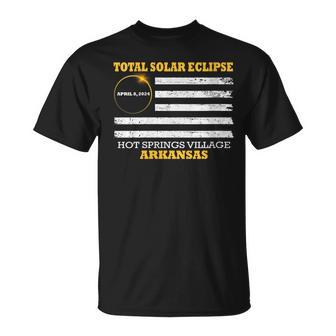 Hot Springs Village Arkansas Solar Eclipse 2024 Us Flag T-Shirt - Monsterry UK
