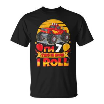 Hot Wheels Birthday I'm 7 This Is How I Roll Monster Truck T-Shirt - Monsterry UK
