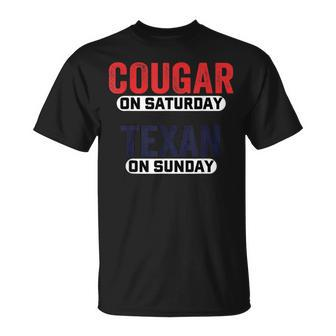 Houston Gameday Football Cougar On Saturday Texan On Sunday T-Shirt - Thegiftio