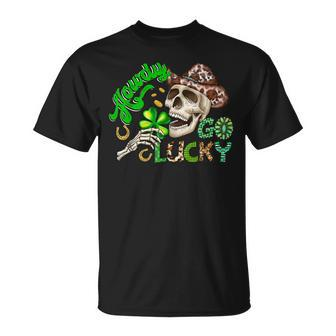 Howdy Go Lucky Leopard St Patrick's Day Western Cowboy Women T-Shirt | Mazezy