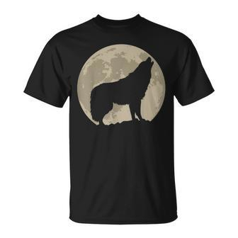 Howling Wolf Shadow Moon Graphic T-Shirt - Thegiftio UK