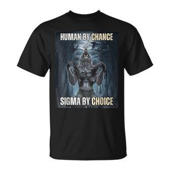 Human By Chance Sigma By Choice Cool Wolf Meme T-Shirt - Monsterry AU