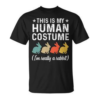 This Is My Human Costume I'm Really A Rabbit Retro T-Shirt | Mazezy