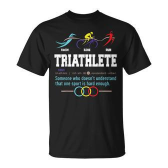 Humorous Triathlon Sports Cycling Running T-Shirt - Monsterry