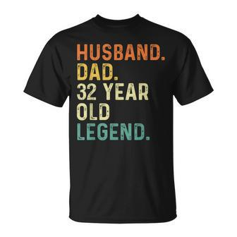 Husband Dad 32 Year Old Legend 32Th Birthday Retro Vintage T-Shirt - Monsterry UK