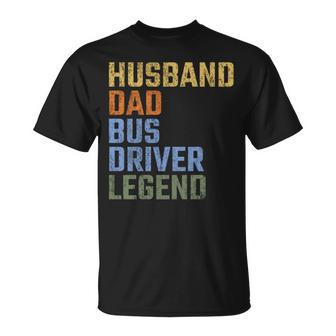 Husband Dad Bus Driver Legend Fathers Day Vintage Retro T-Shirt - Thegiftio UK
