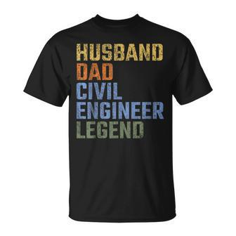Husband Dad Civil Engineer Legend Fathers Day Vintage Retro T-Shirt - Thegiftio UK