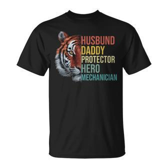 Husband Daddy Protector Hero Mechanician Father's Day Father T-Shirt - Seseable