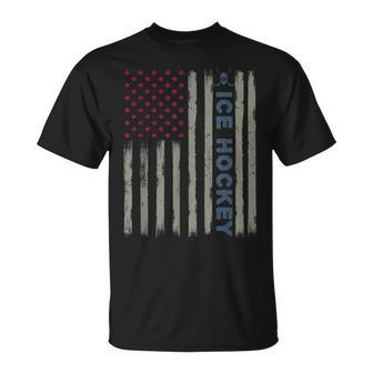Ice Hockey American Flag Patriotic Usa 4Th Of July Vintage T-Shirt - Monsterry UK