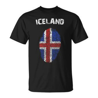 Iceland Fingerprint Flag Country Pride Heritage T-Shirt - Monsterry AU