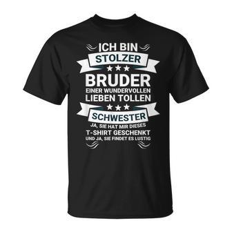 Ich Bin Stolzer Bruder Einer Wonderful Love Schwester T-Shirt - Seseable