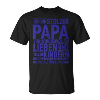 Ich Bin Stolzer Papaon Wundervollen Kindern Dad Der Welt T-Shirt - Geschenkecke