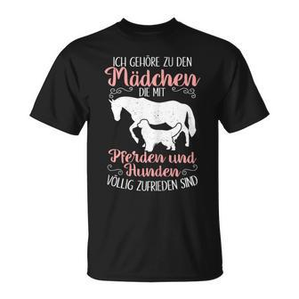 Ich Gehöre zu den Mädchen: Pferdereiten & Hunde T-Shirt - Seseable