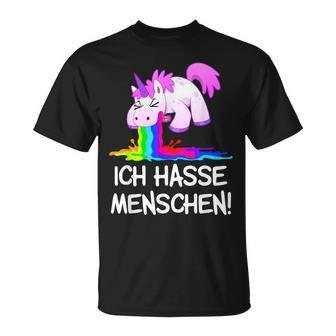 Ich Hasse Menschen Kotzendes Einhorn Unicorn Fun T-Shirt - Seseable