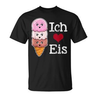 Ich Liebe Eiscreme In Waffle Horn Ice Balls T-Shirt - Seseable