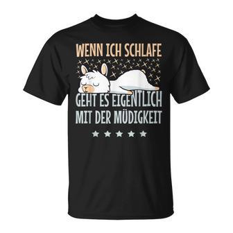 Ich Schlafe Lama Sleep Alpaca Sayings T-Shirt - Seseable