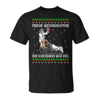 Ideen Humorvoll Frohe Weihnachten Scheißhaus Voll Schwarz T-Shirt - Seseable