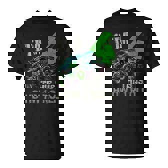 I'm 4 This Is How I Roll Monster Truck Birthday 4 Years Old T-Shirt - Seseable