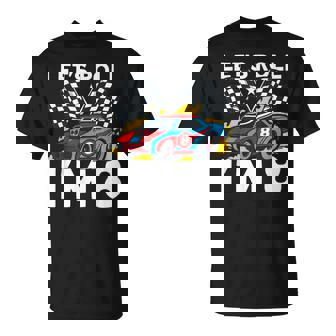 I'm 8 Bday Race Car Party Cute 8Th Birthday Boys Race Car T-Shirt - Monsterry