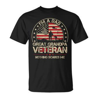 I'm A Dad Great Grandpa And A Veteran Nothing Scares Me Men T-Shirt - Thegiftio UK