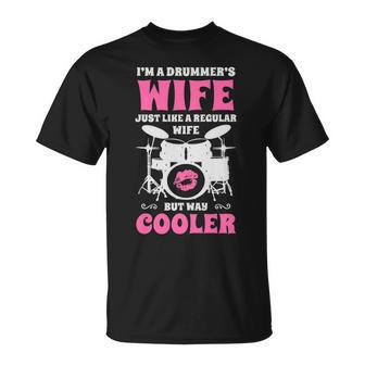 I'm A Drummer's Wife Women Drummer Drumset Drum Set T-Shirt | Mazezy