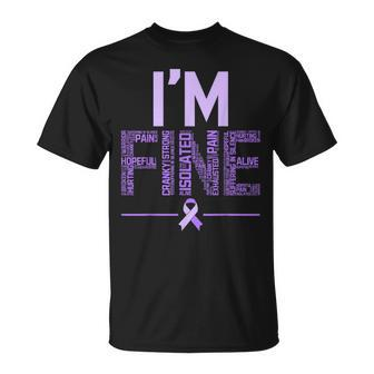 I'm Fine Fibromyalgia Warrior Fibro Awareness Purple Ribbon T-Shirt - Monsterry