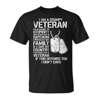 I'm A Grumpy Old Veteran Fathers Day Papa Veterans Day T-Shirt - Monsterry UK