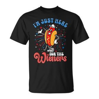 I'm Just Here For The Wieners Firework Hot Dog 4Th Of July T-Shirt - Monsterry