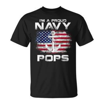 I'm A Proud Navy Pops With American Flag Veteran T-Shirt - Monsterry DE