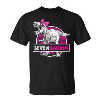 I'm Seven Saurus 7 Yrs Old T-Rex For Girls 7Th Birthday T-Shirt - Monsterry