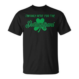 I'm Only Here For The Shenanigans Retro St Patrick's Day T-Shirt - Seseable