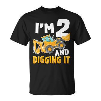 I'm Two 2 Year Old 2Nd Birthday Boy Construction Excavator T-Shirt - Seseable