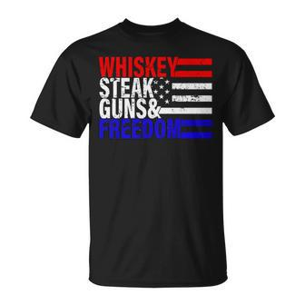 Independence Whiskey Steak Guns & Freedom 4Th July T-Shirt - Monsterry