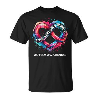 Infinity Heart Love Needs No Words Autism Awareness Tie Dye T-Shirt | Mazezy