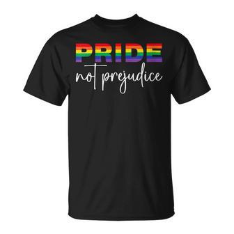 Inspirational Gay Pride Lgbt Quotes Pride Not Prejudice T-Shirt - Monsterry UK