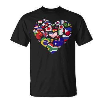 International World Flags Heart Travelling World Flag T-Shirt - Monsterry