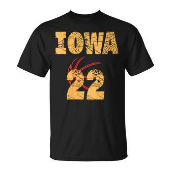 Iowa 22 Golden Yellow Sports Team Jersey Number T-Shirt - Monsterry