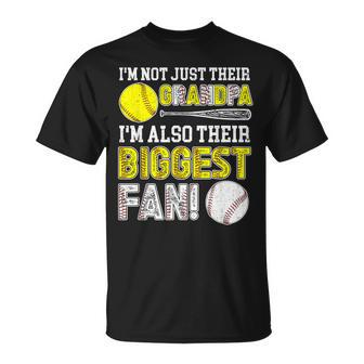 Their Biggest Fan Baseball Softball Grandpa T-Shirt - Monsterry