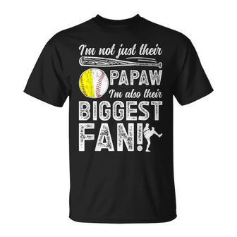 Their Biggest Fan Softball Baseball Papaw Grandpa T-Shirt - Monsterry DE