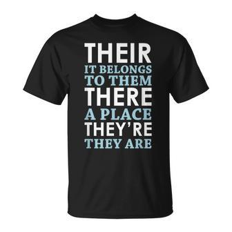 Their There They're English Grammar T-Shirt - Monsterry