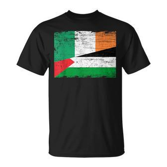 Ireland Palestine Flags Half Irish Half Palestinian T-Shirt - Monsterry