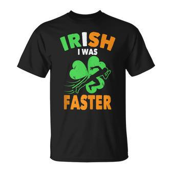 Irish I Was Faster St Patrick's Day Running Quote T-Shirt - Monsterry CA