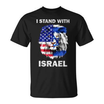 Israel And Usa Flag Lion I Stand With Israel T-Shirt - Monsterry UK