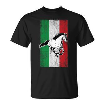 Italian Flag Patriotic Horse Horseback Riding Equestrian T-Shirt - Monsterry
