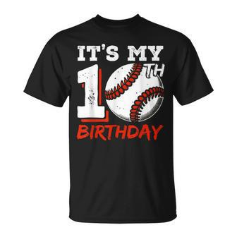 It's My 10Th Birthday Baseball Player 10 Years Old Boys Bday T-Shirt - Seseable