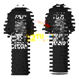 It's My 12Th Birthday 12 Year Old Monster Car Truck Let Roll T-Shirt - Monsterry