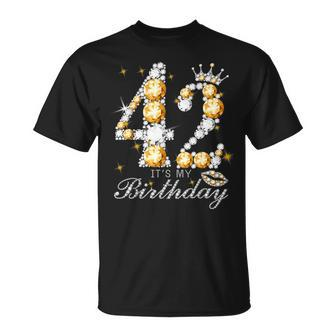 It's My 42Th Birthday Queen 42 Years Old Shoes Crown Diamond T-Shirt - Thegiftio UK