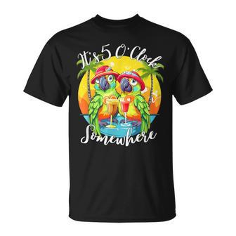 It's 5 O’Clock Somewhere Parrot Summer Beach Couple T-Shirt - Thegiftio UK