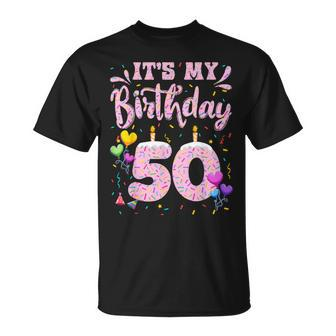 It's My 50Th Birthday Girl Doughnut Happy 50 Years Old Lady T-Shirt - Thegiftio UK